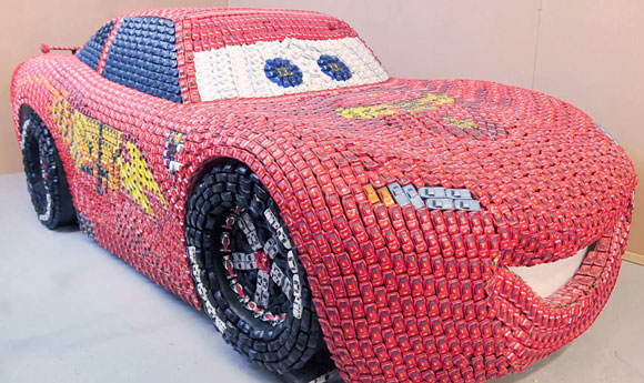 Lightning McQueen made from 5,554 toy cars