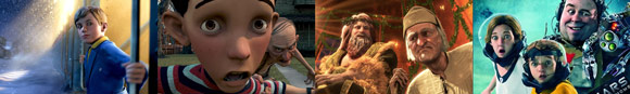 Stills from Motion Capture Films: Polar Express, Monster House, A Christmas Carol and Mars Needs Moms