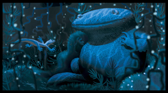 Concept art for Pixar Newt by Katy Wu
